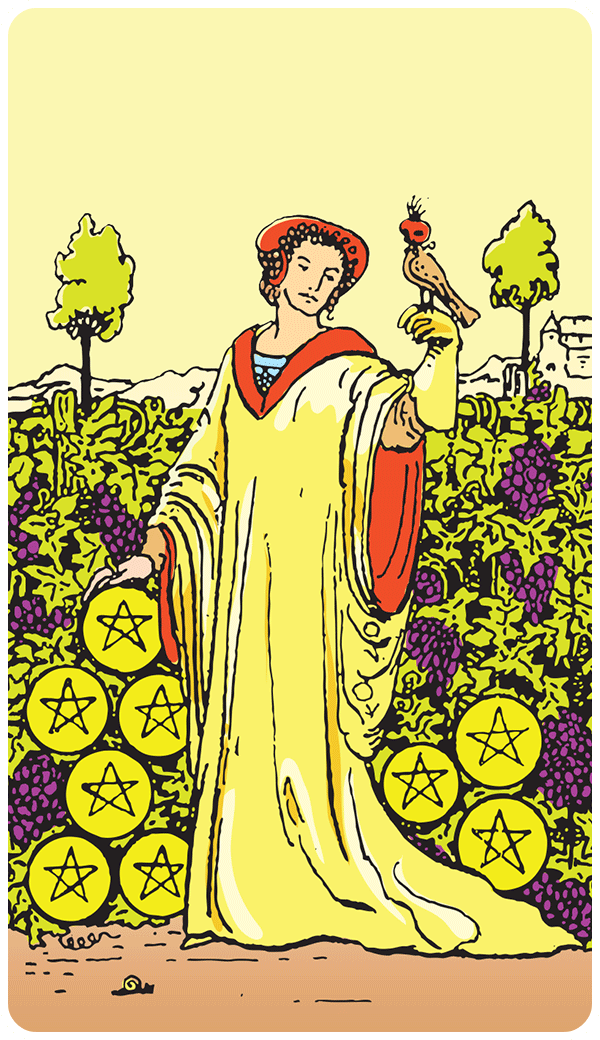 Nine of Pentacles Tarot Card